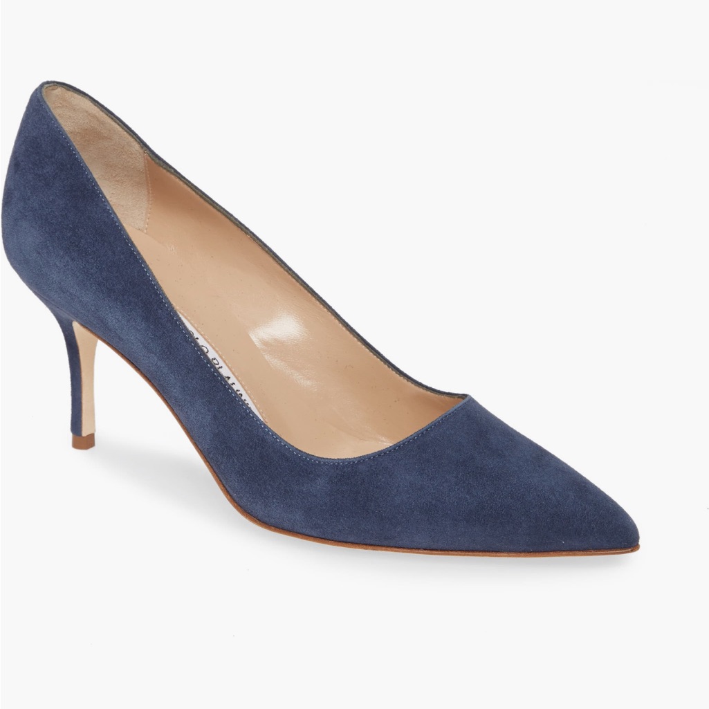 New In Box!! Manolo Blahnik Denim Suede Bb Pump
